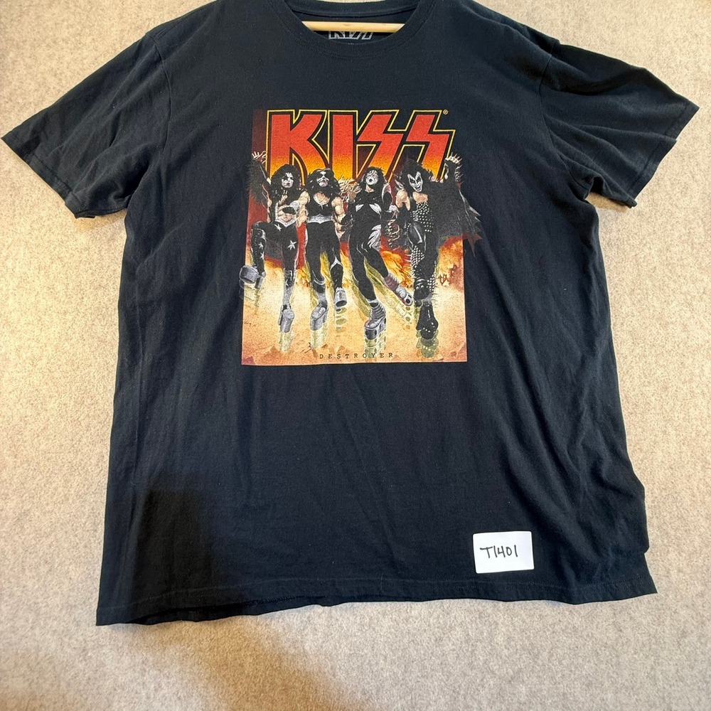KISS Destroyer Graphic T-Shirt Mens XL Black Mad Engine Rock Band T-Shit